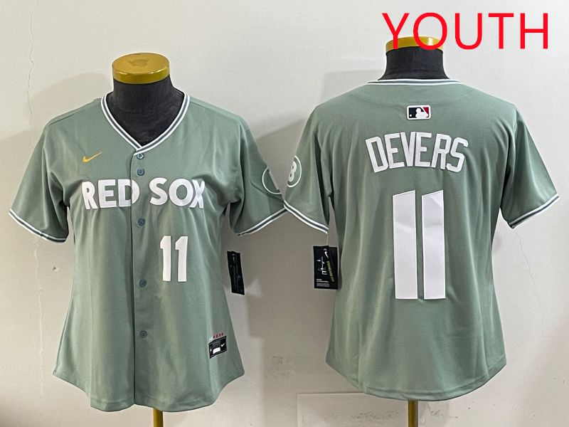 Youth 2025 Boston Red Sox #11 Devers Light Green Joint Name Nike MLB Jersey style 9